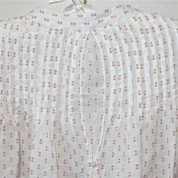 The Great. Embroidered Mock Neck White Beige Blouse - Picture 10 of 13